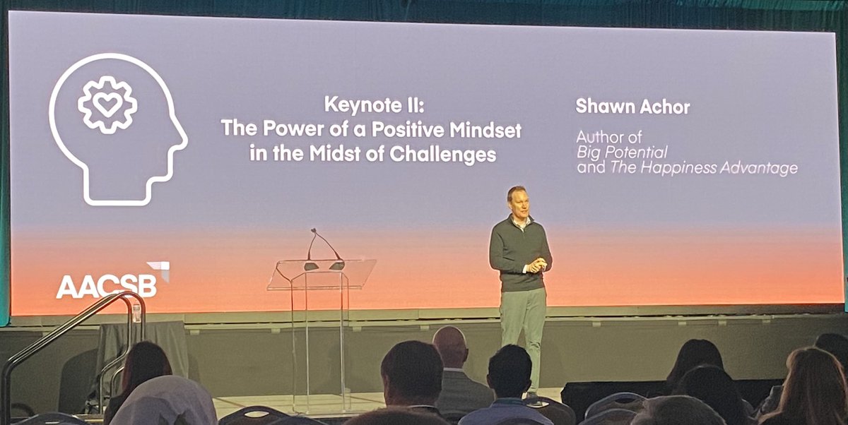 Fantastically engaging Keynote on ‘The power of a positive mindset in the midst of challenges’ by @shawnachor at todays @AACSB #icam2024 Hill and Firefly Study!