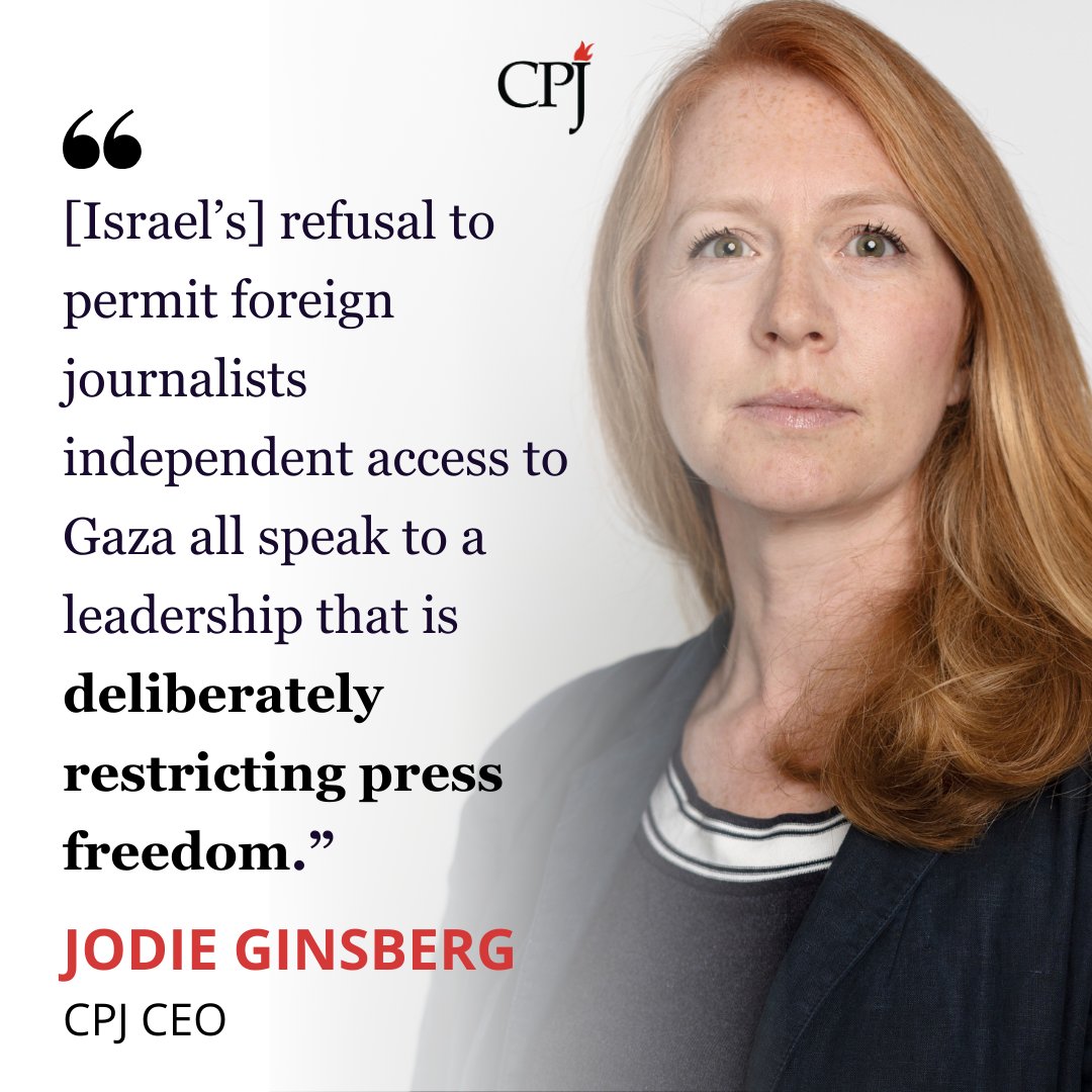 '[Israel’s] refusal to permit foreign journalists independent access to Gaza all speak to a leadership that is deliberately restricting press freedom.” CPJ's CEO @JodieGinsberg calls for unfettered media access to Gaza in a guest essay for @NYTOpinion: nytimes.com/2024/04/17/opi…