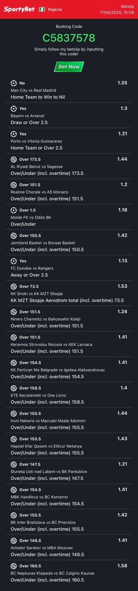 Football X Basketball today ⚽️🏀 C5837578💰- 400 odds