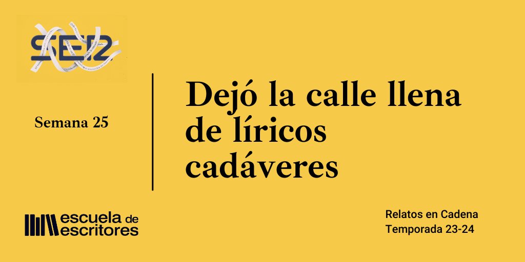 Está semana nos enfrentamos a una de las frases más poéticas que hemos tenido nunca en nuestro concurso #RelatosEnCadena: Dejó la calle llena de líricos cadáveres. Con este melodioso inicio, y 100 palabras más, puedes construir un relato y llegar a la final semanal de