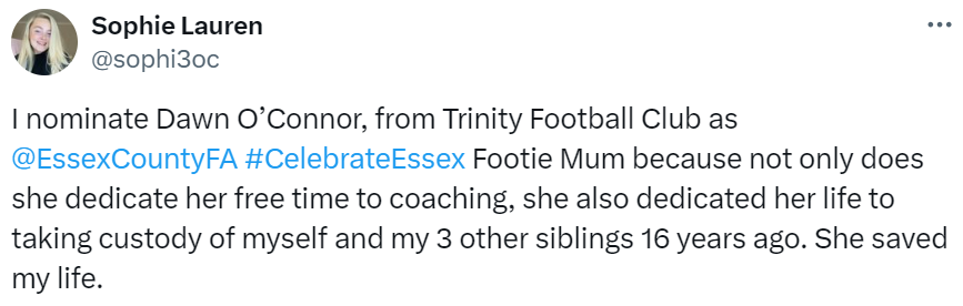 EssexCountyFA's tweet photo. Congratulations to Dawn O’Connor (@TrinityFC_Essex) and Charlotte Willmore (@intersports_fc), who are join winners of our #CelebrateEssex 'Footie Mums' category! https://t.co/yeBcGJVy49 https://t.co/oBPvWpSD2p https://t.co/ViNmxXiABq