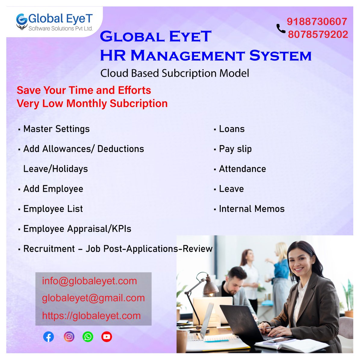GlobalEyet's tweet photo. Elevate your HR game with our state-of-the-art HRMS Cloud solution! Streamline your HR processes, boost productivity, and empower your workforce from anywhere in the world. 
#HRMS #CloudHR #DigitalTransformation #FutureOfWork #HRtech #Innovation https://t.co/nJzQdq9tQG