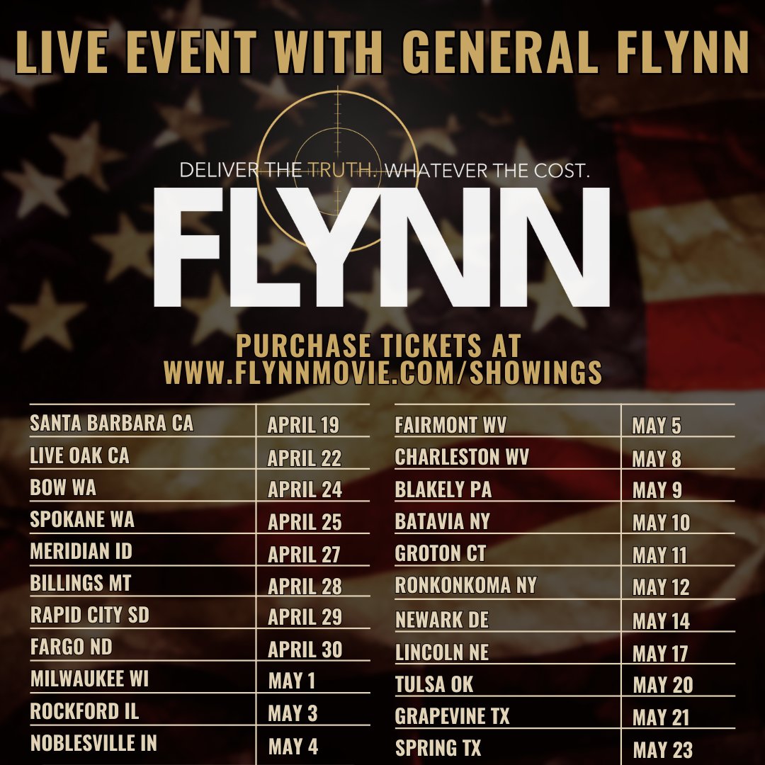 We are fearlessly traveling around the country to deliver the truth, whatever the cost while having the privilege of meeting some of the most amazing Americans out there. Don't miss out on your chance to join us - get your tickets now at flynnmovie.com/showings/

#FlynnWasFramed