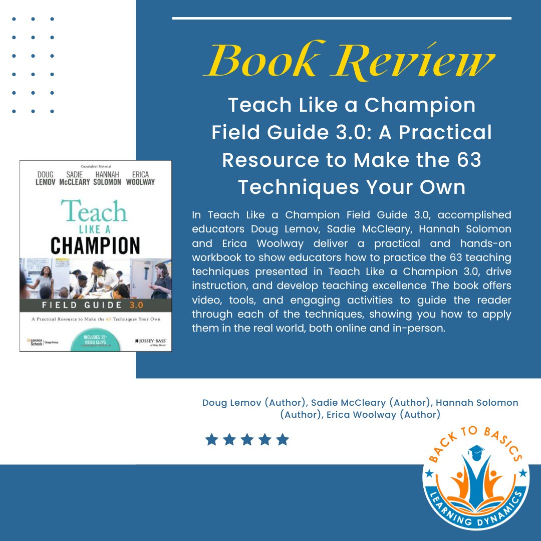 Just finished 'Teach Like a Champion Field Guide 3.0' – a must-read for educators! With 63 practical techniques, it's a game-changer for classroom success. What resource book are you reading? 🍎✨ #TeachLikeAChampion #EducationExcellence