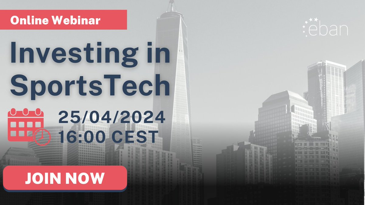 👟 Two days until kickoff for the webinar 'Investing in #SportsTech' by EBAN! 👟on April 25th, 16:00 - 17:00 and join us in diving in deeper into the future of sports technology. Read up on the latest in sports tech: eban.org/sports-tech/ Sign up: eban.org/event/investin…