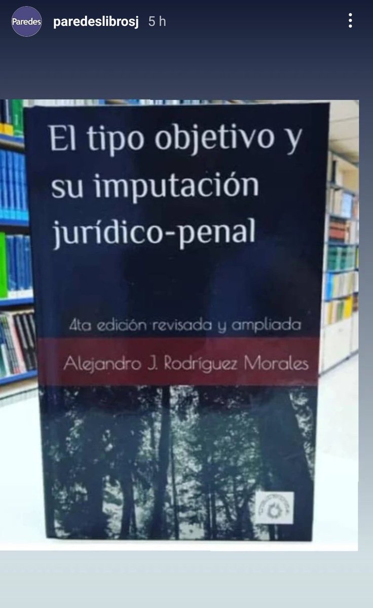#DerechoPenal Disponible en Paredes Libros Jurídicos la más reciente edición de mi libro "El tipo objetivo y su imputación jurídico-penal", una obra con la que tuve el inmenso honor de ganar el Premio de la Academia de Ciencias Políticas y Sociales en su Mención de Honor.