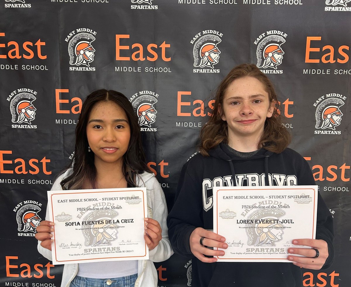 Student of the Month: 
8th grade white is – Adriana Sandoval and Zayden Hofeldt

8th grade orange is – Sofia Fuentes De La Cruz and Loren Everett-Joul

8th grade black is – Giselle Ortiz-Trujillo and Koen Peters
Congratulations!!