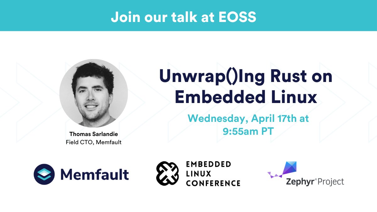 If you are at #EmbeddedOSSummit, join @sarfata today at 9:55am PT to learn all about unwrap()Ing rust on Embedded Linux. 

Sneak peek at what he'll discuss: hubs.la/Q02t8Sx40

@linuxfoundation #opensource #embedded #embeddedsystems #linux #embeddedlinux #rustlang @ZephyrIoT