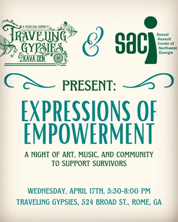 ✨🩵Tonight🩵✨Come out and support SACNWGA Sexual Assault Center Northwest Georgia for an evening of expressions and empowerment🩵. 

#downtownromega #romega #sacnwga #expressionsofempowerment #kavaden