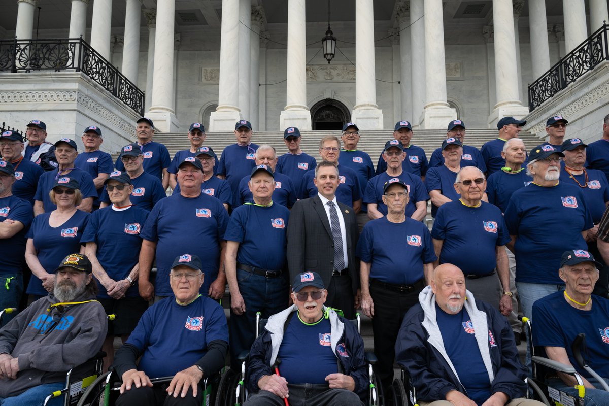 GovArmstrong's tweet photo. As Americans, we have so much to be grateful for because of our Veterans. This week, I had the privilege to welcome 179 Veterans on a North Dakota Honor Flight to our nation’s Capitol. Thank you all for your sacrifices in defense of freedom and liberty.