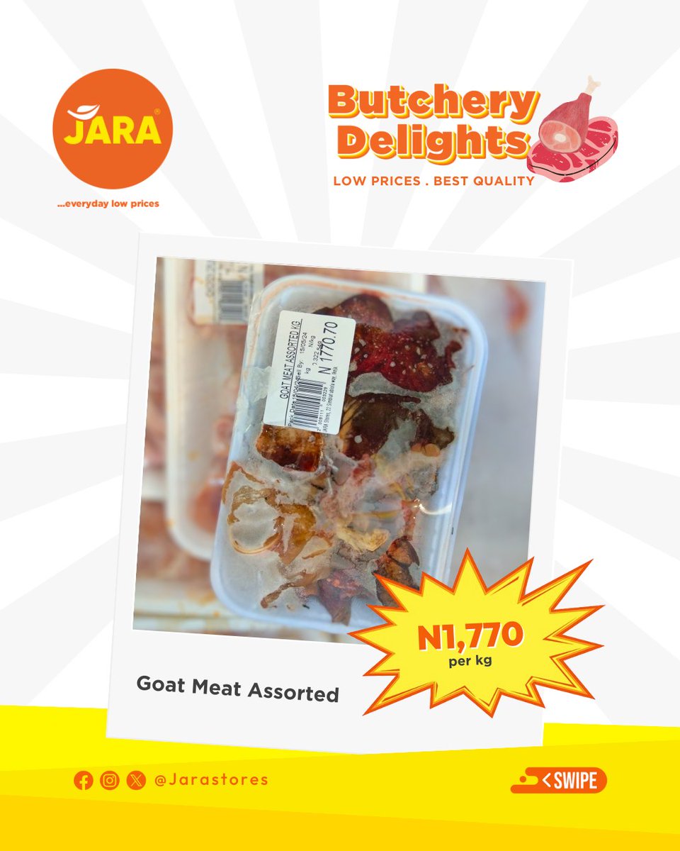 JaraStores's tweet photo. Upgrade your grill game with our top-quality butchery delights! Juicy, tender, and always fresh. The best part is that we sell them at low prices. Hurry now to JARA Store near you to make your purchase!
#SaveMoreWithJara #Jaranigeria #Jarastore https://t.co/6hOrJajugq