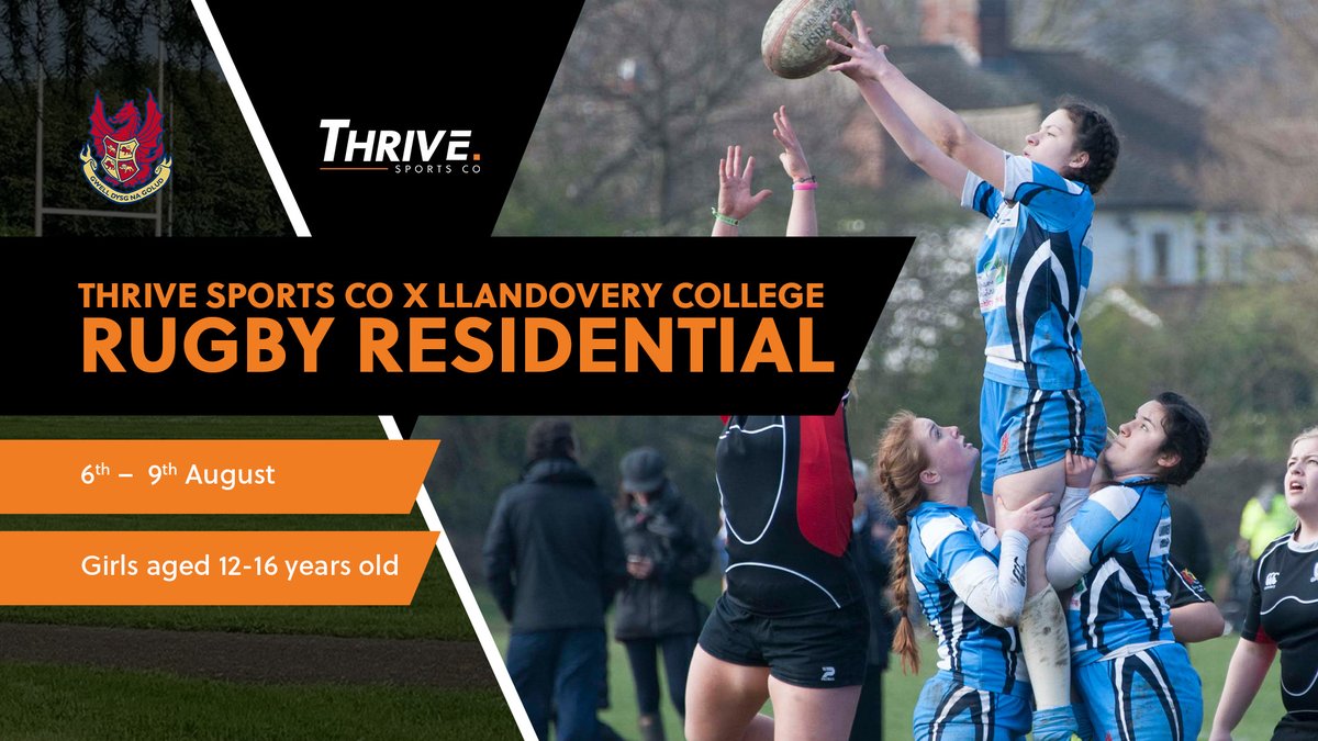 GIRLS RUGBY RESIDENTIAL! 6th-9th August for girls aged 12-16 years old. We heard you and we listened! Join us for the first of its kind for Llandovery College and the region! thrivesportsco.thinkbooker.com/booking/1ec23c… @Thrive_SportsCo @Scarlets_Ladies @ospreys_women @DragonsWomen @Cardiff_RugbyW