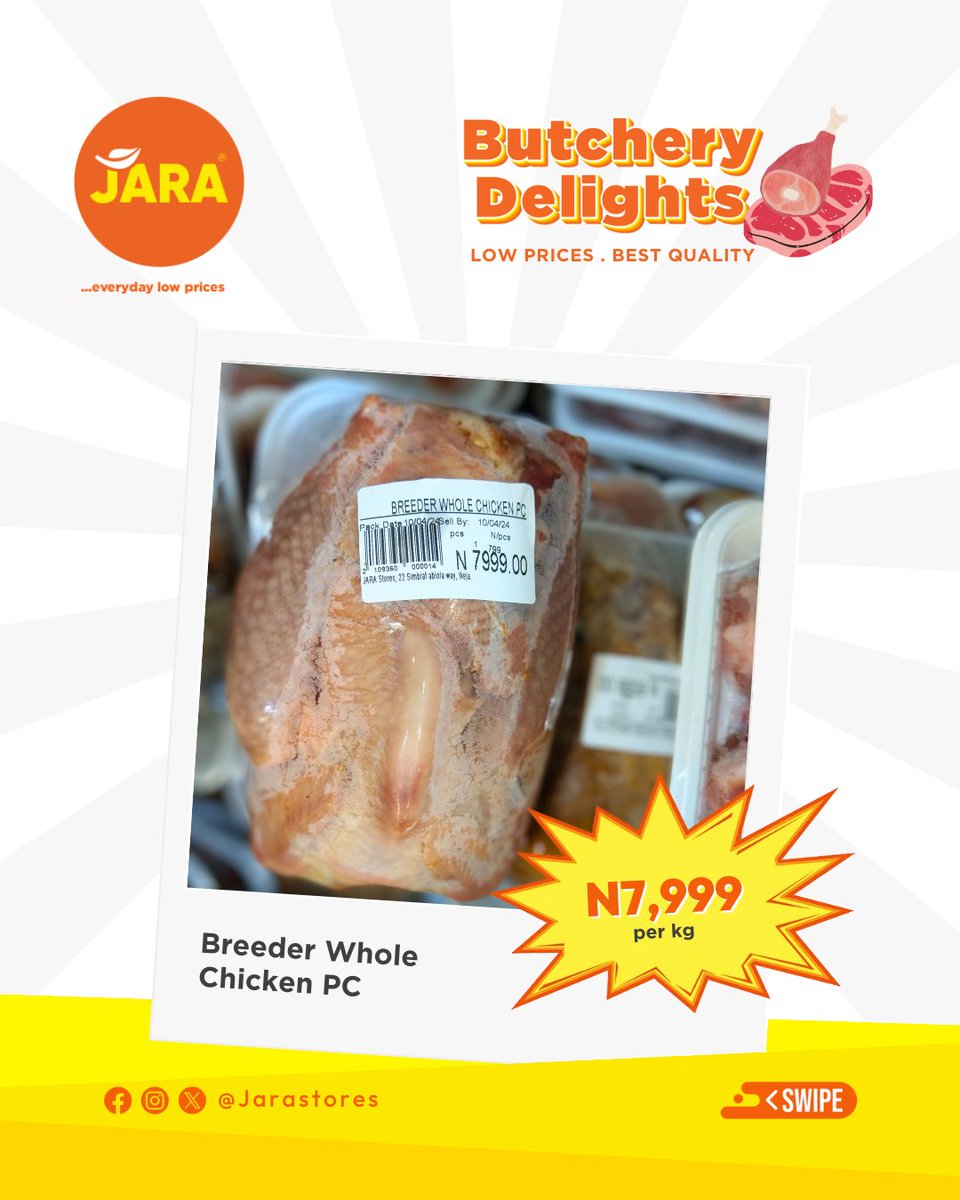 JaraStores's tweet photo. Upgrade your grill game with our top-quality butchery delights! Juicy, tender, and always fresh. The best part is that we sell them at low prices. Hurry now to JARA Store near you to make your purchase!
#SaveMoreWithJara #Jaranigeria #Jarastore https://t.co/6hOrJajugq