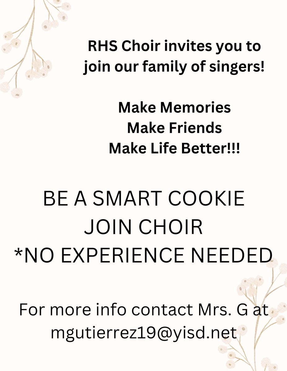 It's not too late to be a part of something special!!! Come see Mrs. Gutierrez in the choir room for more info. #saddleup Rangers and join us!!! @Ranger_StuCo