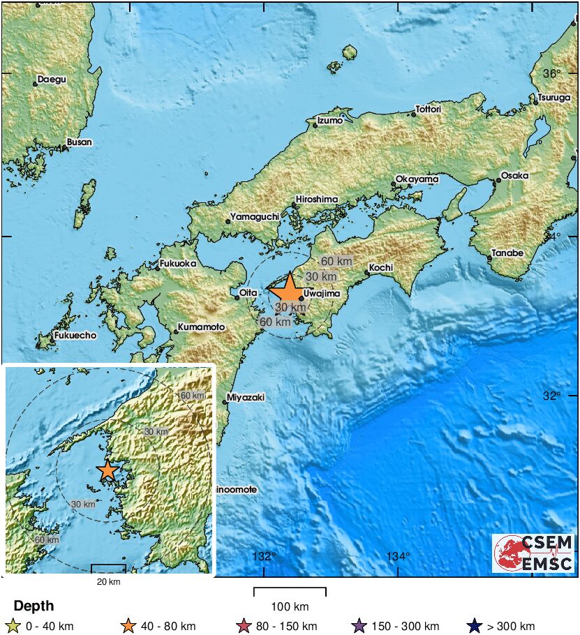 🔔#Earthquake (#地震) M6.3 occurred 16 km W of #Uwajima (#Japan) 7 min ago (local time 23:14:47). More info at:
📱emsc-csem.org/lastquake/how_…
🌐m.emsc.eu/?id=1647856
🖥emsc-csem.org/Earthquake_inf…
