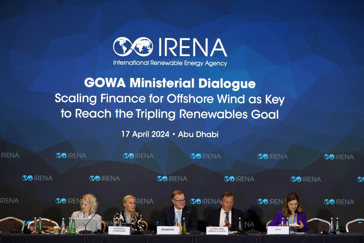 Continuing with the topic of tripling #renewables at the #GlobalOffshoreWindAlliance Ministerial. Currently, Europe has world’s largest ambitions for #offshorewind: around 317 GW by 2050. Today, we have around 19 GW installed & a clear pathway to reach 111 GW by 2030! #IRENA14A