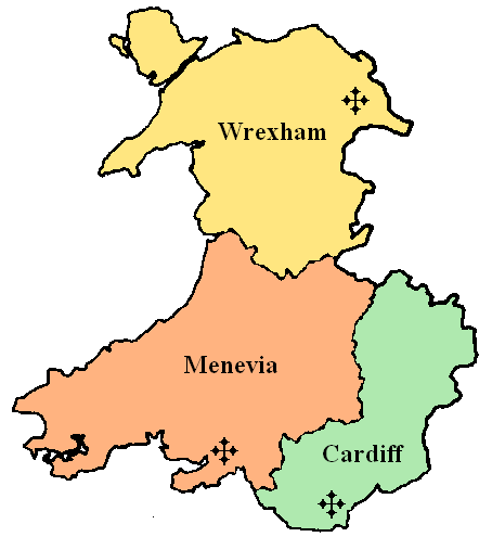 The Diocese of @MeneviaCathedra 🏴󠁧󠁢󠁷󠁬󠁳󠁿 consists of the counties of Brecknockshire, Ceredigion, Carmarthenshire, Pembrokeshire, Radnorshire, with Neath Port Talbot, Swansea City. It was created on 12 MAY 1898 (restructured on 12 FEB 1987) and is a suffragan see in Province of Cardiff.