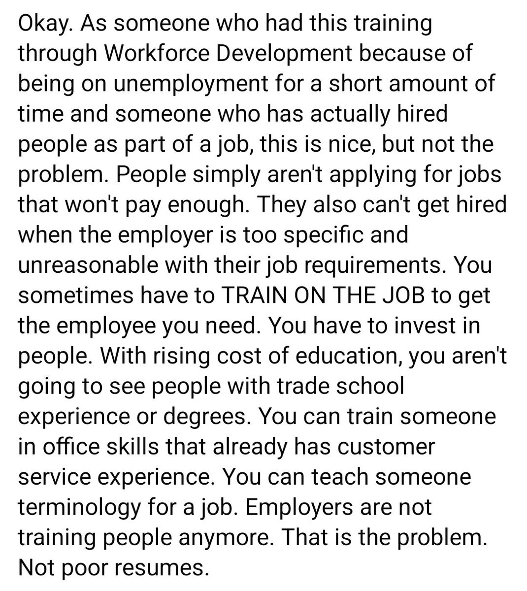 Moving from stan twt to reality twt for a minute: I posted this on FB but I feel like we can start a conversation here. #InvestInPeople #BuildTheWorkforce #PayALivingWage