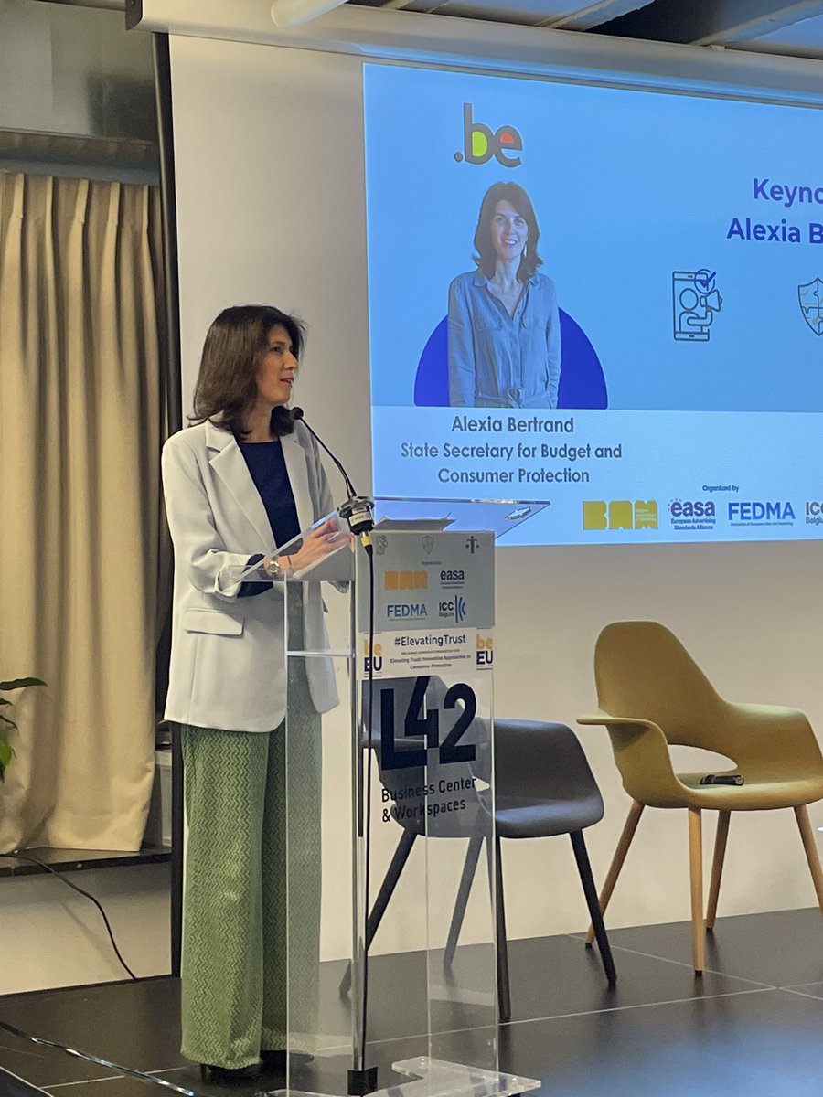 EASA (@advertisingeasa) on Twitter photo The second part of the event begins with the keynote by <a href="/AlexiaBertrand_/">Alexia Bertrand</a> , State Secretary for Budget and Consumer Protection. Thank you for joining this event #EnsuringTrust
<a href="/ICCBelgium/">ICC Belgium</a> <a href="/we_are_BAM/">BAM</a> <a href="/FEDMA/">FEDMA</a> The second part of the event begins with the keynote by <a href="/AlexiaBertrand_/">Alexia Bertrand</a> , State Secretary for Budget and Consumer Protection. Thank you for joining this event #EnsuringTrust
<a href="/ICCBelgium/">ICC Belgium</a> <a href="/we_are_BAM/">BAM</a> <a href="/FEDMA/">FEDMA</a>