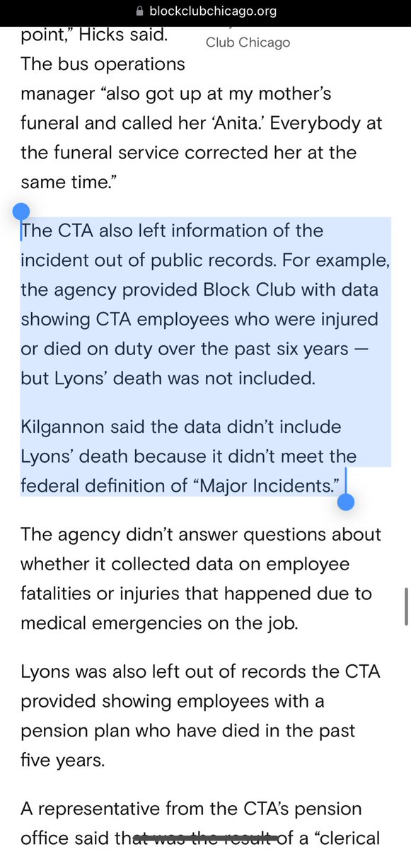 The @CTA spokesperson doesn’t consider a CTA employee DYING WHILE ON DUTY a “major incident”. Ask your appointees to resign @GovPritzker and let’s rebuild the CTA please. The current leadership is failing everyone. blockclubchicago.org/2024/04/17/dea…