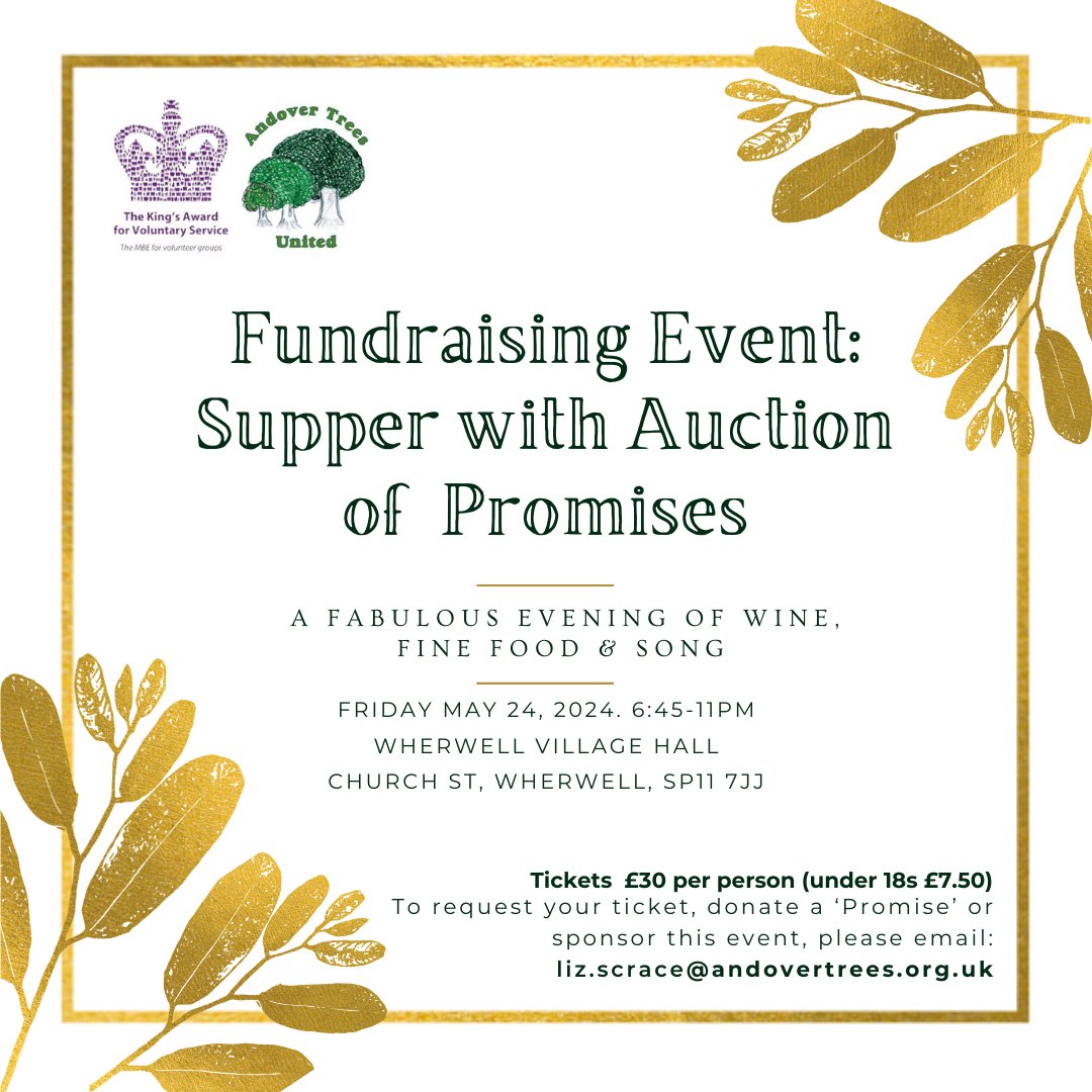 Support our work and help us to raise essential funds, our #AuctionofPromises is BACK! Save the Date: Friday 24th May, at Wherwell Village Hall, 6:45pm-11pm. Please get in contact to book tickets, offer a promise or for further information. #fundraiser #charityevent