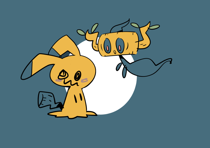 mimikyu simple background standing full body black eyes pokemon (creature) no humans blue background  illustration images