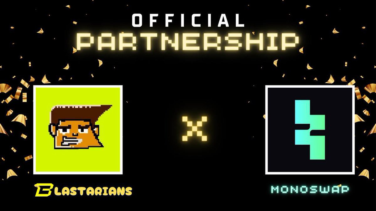 We’re glad to announce our partnership with @monoswapio, an ecosystem-centric, yield-driven Decentralized Exchange (DEX) & Launchpad seamlessly integrated with the robust Blast framework. To celebrate, we’re giving away 2 Blastarians NFT 💥Follow @blastarians_ & @monoswapio