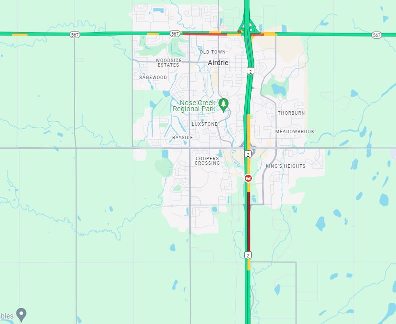 CLOSED N of #yyc near Airdrie. RCMP have closed the NB lanes of Hwy2/QEII at Yankee Valley Blvd, where a multiple vehicle crash has occurred. A second crash (near Hwy72) also being investigated. #yyc #yyctraffic #yycroads #abroads