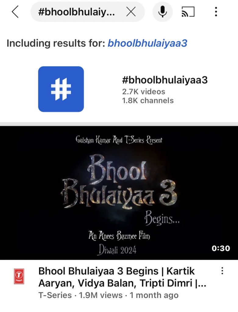 #BabyJohn tops the chart 🔥
Most used hashtags on Youtube For an upcoming Bollywood film 2024 !!

Followed by #SinghamAgain , #Welcome3 , #BhoolBhulaiyaa3 & #Stree2 

#VarunDhawan #KeerthySuresh #Atlee
