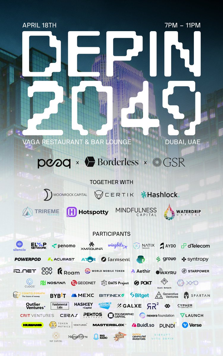 Just one day to go until #DePIN2049 🥂 The weather has cleared up ☀️ and we’re all systems go for the premiere #DePIN event at #TOKEN2049 Dubai 🟢 We’re excited to share that @jessicasmw of @coinbureau will be moderating the #DePIN panel 👑 #DePINs, VCs, and media continue to…