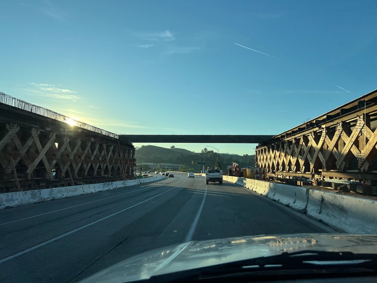 First beam of the wildlife crossing is in.  (Thanks to CRPD General Manager Jim Friedl for sharing his photo.)