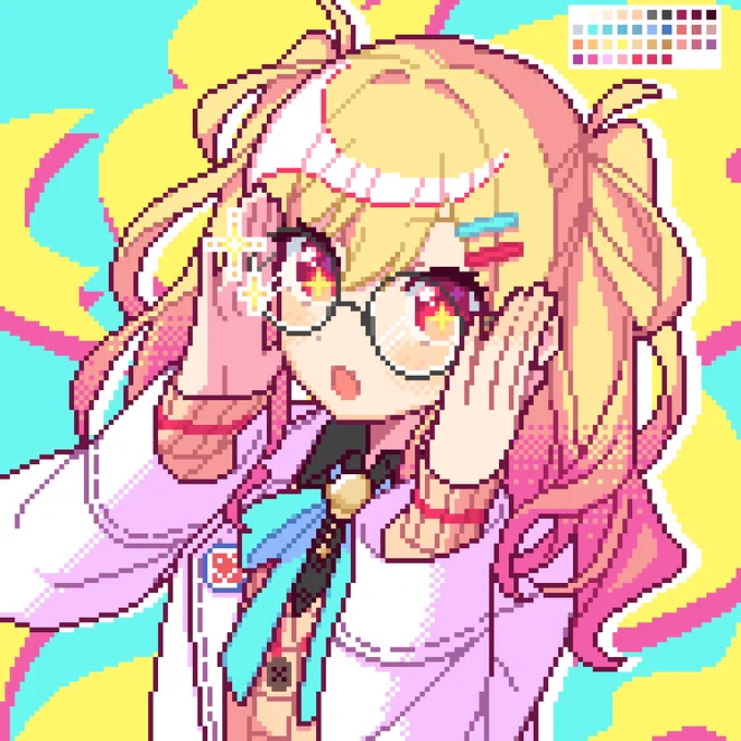 ピクセルアートの練習!右が元絵 