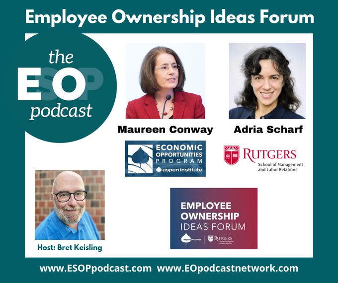 .@EO_Bret of @ESOPPodcast was joined by @conway_maureen & @adriascharf of @RU_SMLR to #talkopportunity and share their takeaways and reflections on last week's 2nd #EmployeeOwnership Ideas Forum (2024) #jobquality 

Listen to the podcast here: youtu.be/gwxmsFVbXlc?si…