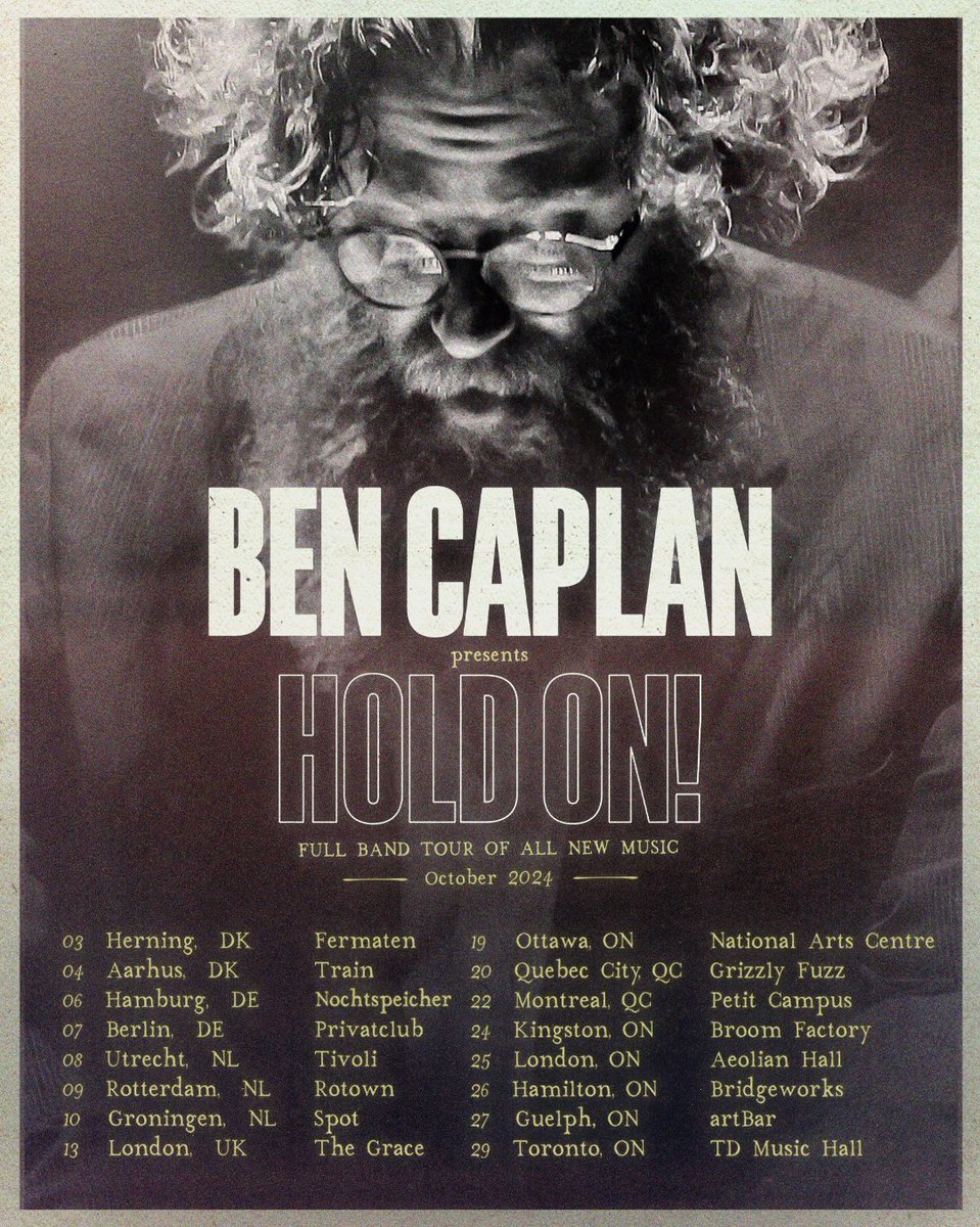 The band is back on the road! New music! On tour with a band for first time since 2020. Lots of interesting things to show you. Tickets on sale this Friday, and you can find all the details and links at  bencaplan.ca

Photo by Krzysztof Zatycki
Design by <a href="/jamiekronick/">jamie kronick</a>
