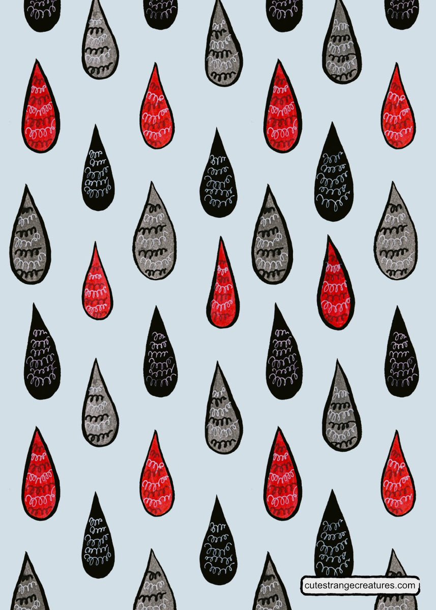 Rainy day without the puddles and wet socks plus some quirkiness. Just made a post about this pattern at my website here: cutestrangecreatures.com/2024/04/17/wei… #raindrops #patterndesign #patterns #illustration #inkdrawing #weirdart #ArtistOnX #GraphicDesign