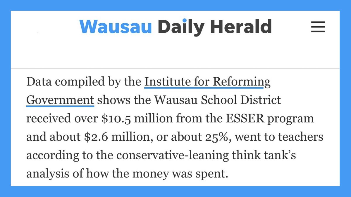 As schools spend the last of their COVID relief, we appreciate reporters who use the data we compiled on how they plan to use it. SO to @ErikPfantz for this story on Wausau School District's possible referendum! 👀Watch out next week for our data update! wausaudailyherald.com/story/news/edu…