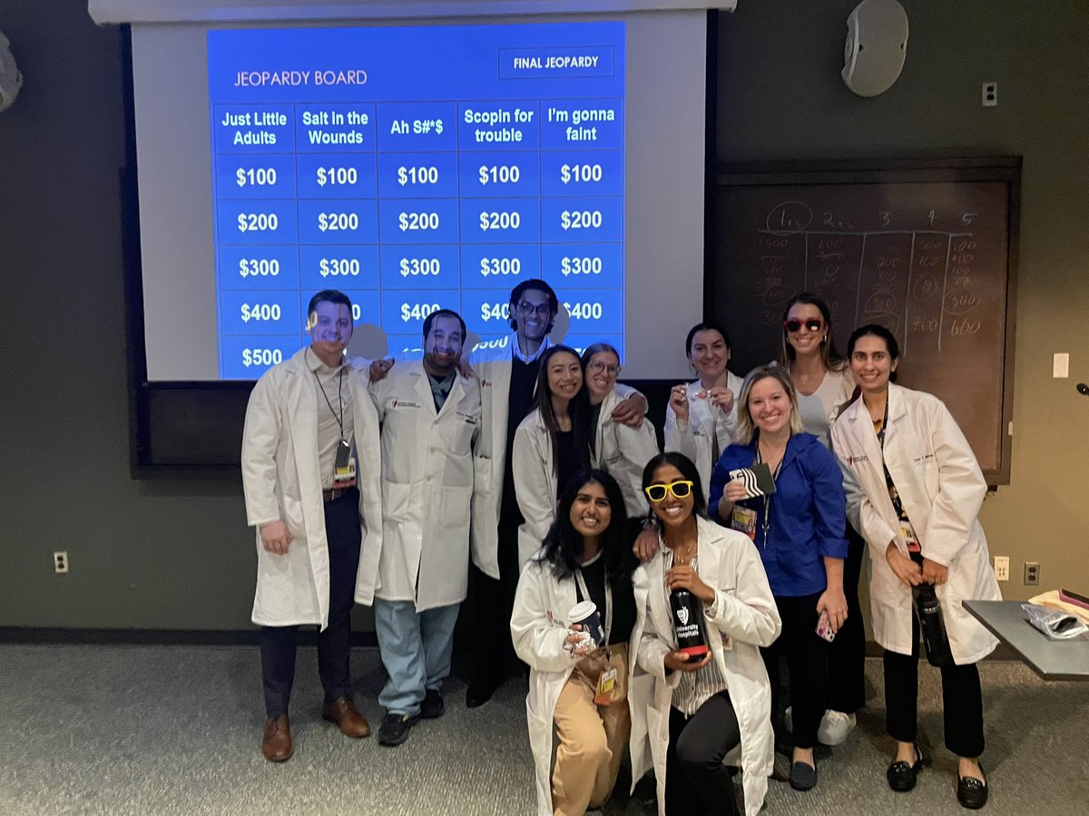 The PGY1 class crushing it at jeopardy this morning at Wednesday morning education! #surgicaleducation