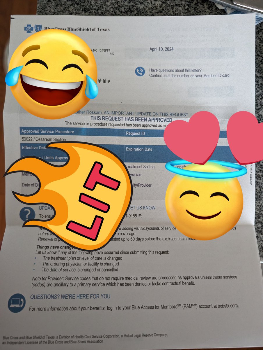 Thanks BCBS for sending me an authorization approval for my emergency c section that I've already had. Without your permission, none of this could been possible.