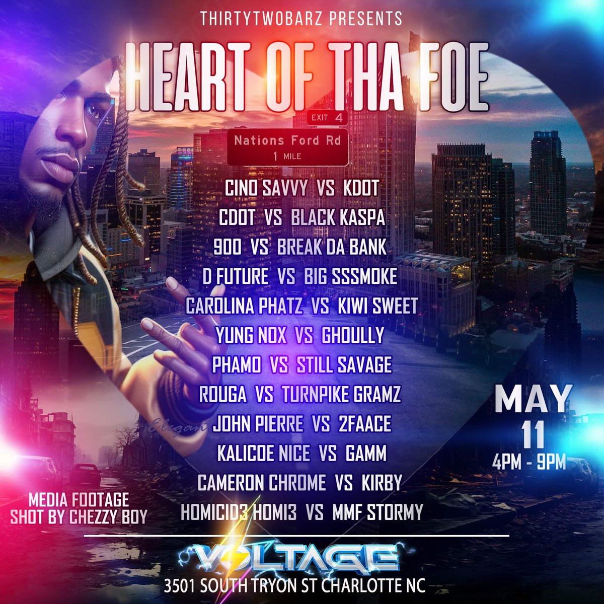 @thirtytwobarz presents 
                    'HEART OF THA FOE' 🔥🔥🔥🔥
                    #charlotte #battlerap #32barz

eventbrite.com/e/heart-of-the…

EARLY BIRD  🎟️ 20$ CASH APP : $32BARZ  (when you send the 20$ add your name & name of the event) 🎟️ will be 30$ at the door