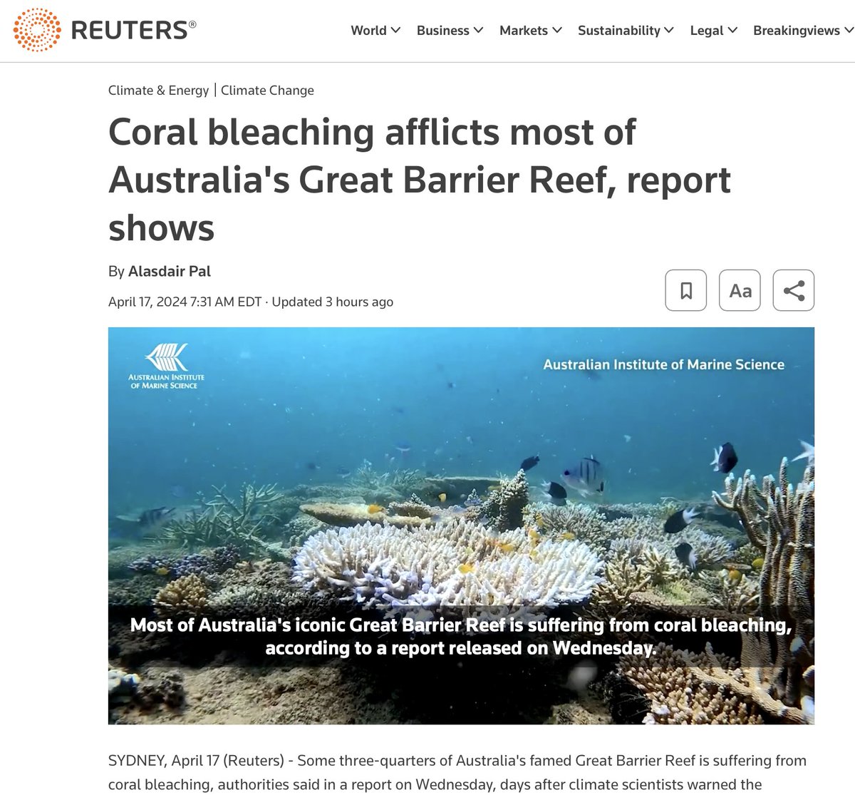 We have been lied to about coral reefs and 'climate change' for decades: 1. Coral reefs cyclically grow and die back. There is no evidence that emissions or 'global warming' have anything to do with any of this. 2. Two years ago the Great Barrier Reef had the most coral in…