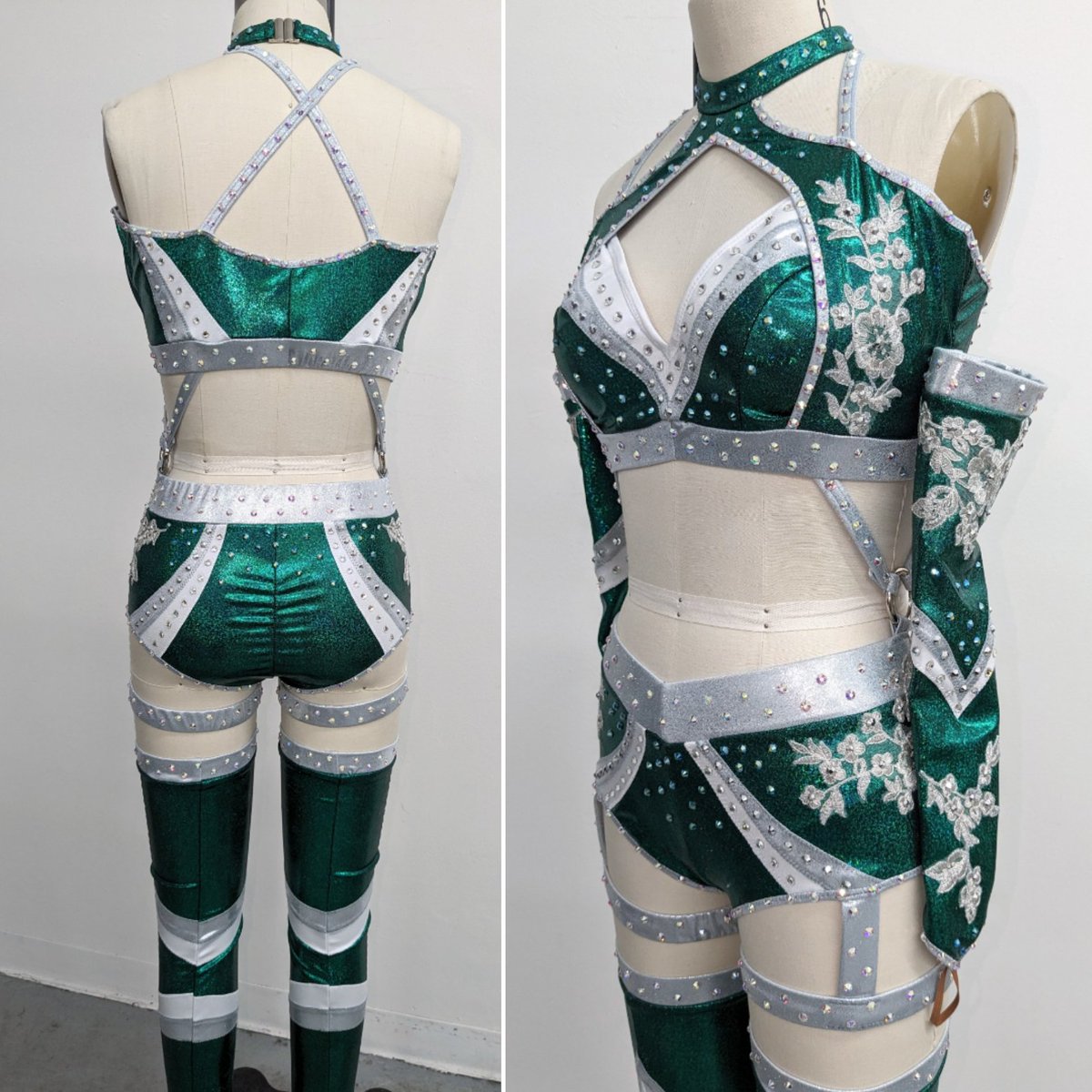 Close up photos of the new gear designed and made for @kelani_wwe for NXT Stand and Deliver!! Loved using the silver lace to add texture!
💚🤍💚
#nxt @WWENXT #standanddeliver #wwe @WWE #wrestlemania40 #wrestlemania #womenswrestling #wrestlinggear