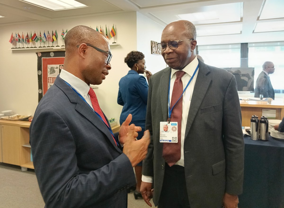 A #SPRINGMEETINGS NEIGHBORS MOMENT with my counterpart Hon SHIIMI IPUMBU from #Namibia. Officials from both countries are planning for operationalisation of a one-stop #borderpost at #Katimamulilo, a crossing between the two #SADC Countries - @S_Musokotwane, Fin. Minister.