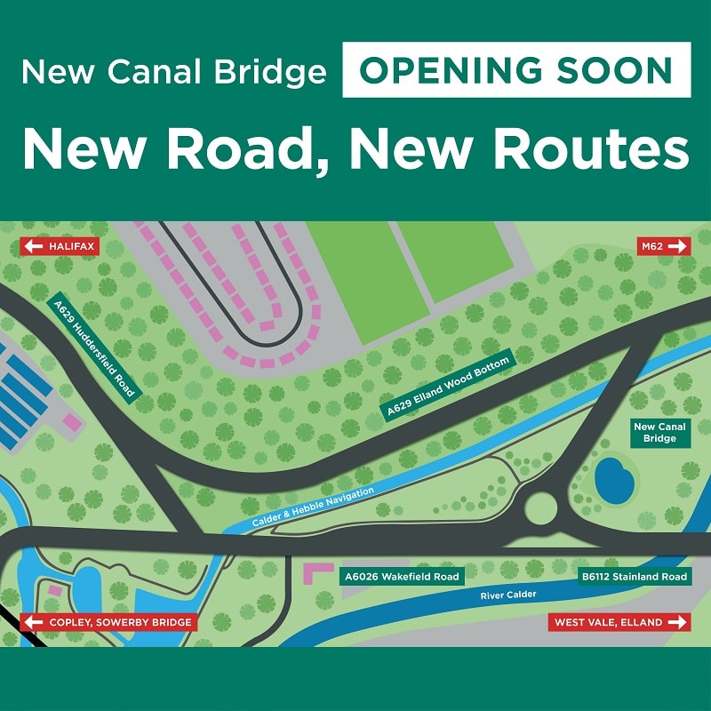 Coming soon... A629 at Calder and Hebble junction is changing. 🌉 Once the new bridge opens up you may need to take a different route to get where you want to be. 🗺️ Overview of the new routes: ow.ly/bA1k50RibKA #Halifax #Elland #SowerbyBridge #WestVale #Copley