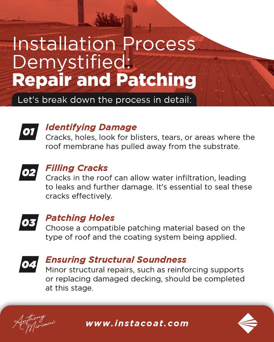 Installation Process Demystified: Repair and Patching

These steps ensure that the roof surface is properly prepared and any existing damage is addressed before the coating is applied. 

#IPP #InstacoatPremiumProducts #CommercialRoofing #RoofRestoration