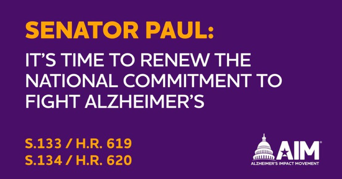Repost to tell @SenRandPaul to support the bipartisan #NAPAAct & #AlzInvestmentAct for the 80K+ people living with Alzheimer’s in Kentucky & all those impacted in the U.S.! These bills will improve care & support, especially for people in rural areas.