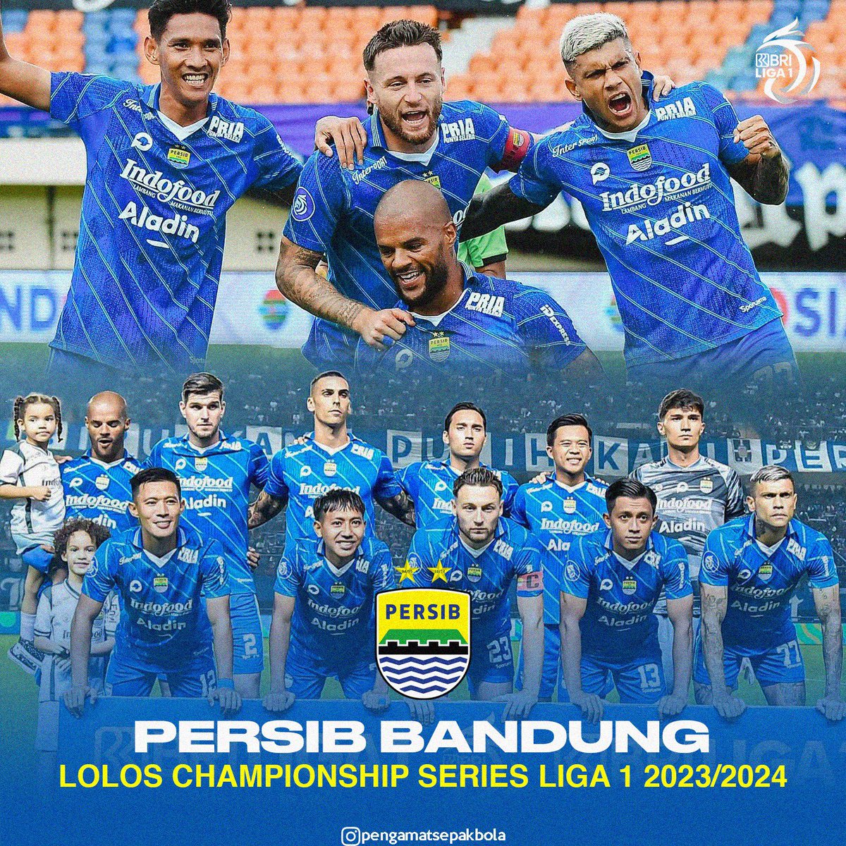 CHAMPIONSHIP
Berikan selamat kepada Persib Bandung yang berhasil menjadi tim kedua lolos ke babak Championship Series BRI Liga 1 2023/2024 

Persib tampil cukup konsisten dan memiliki lini depan yang paling tajam di Liga 1 

Selamat Persib dan Bobotoh