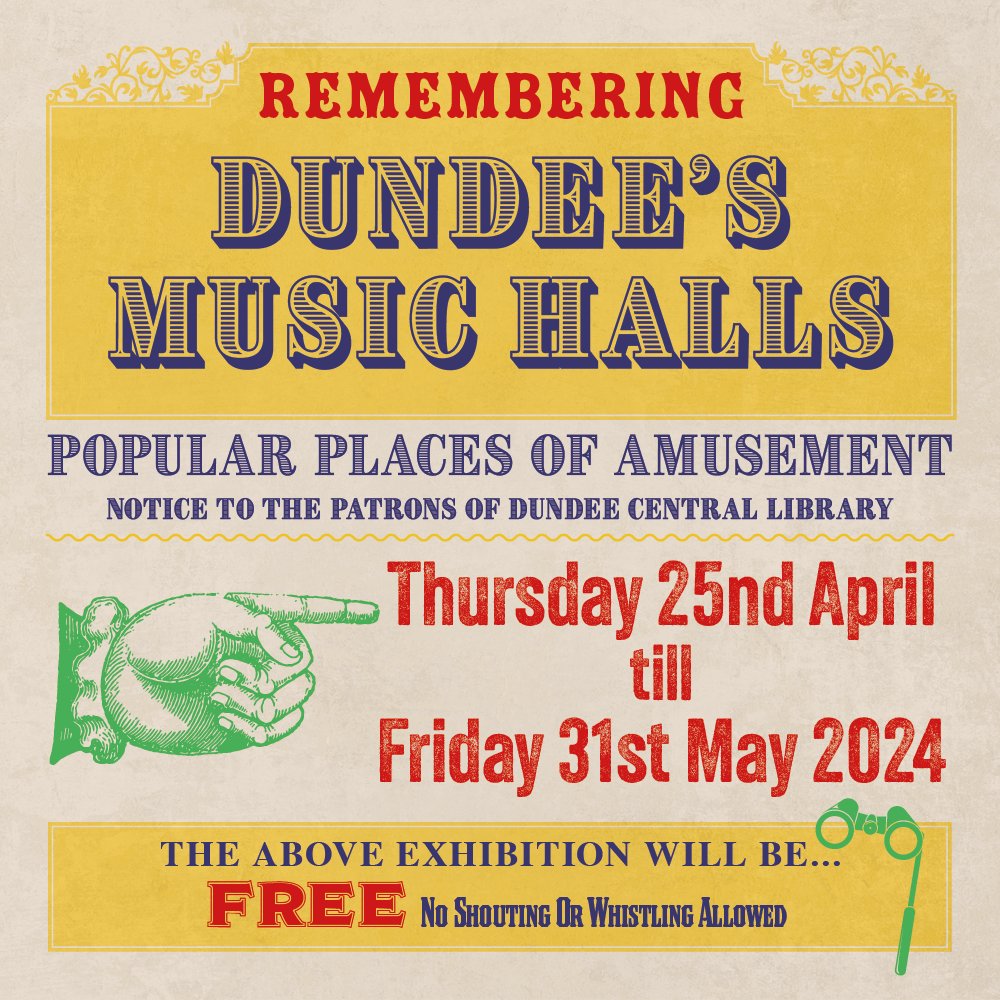👉New exhibition exploring the visual culture & social history of Dundee's 19th century music halls and curated by staff from @DundeeLH & @ArtHistoryStA students & staff opens soon! Free talk from Alison Young of @musichallsoc on 25 April! For more info: st-andrews.ac.uk/art-history/ne…