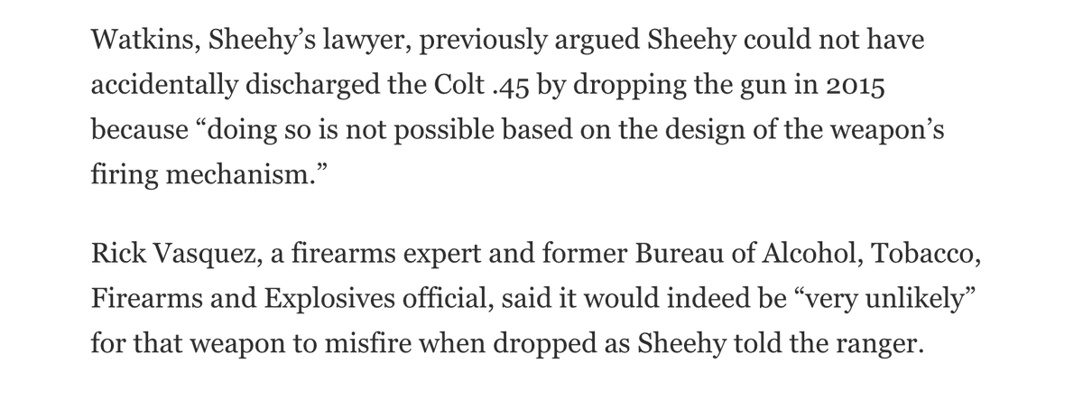 unless...Sheehy had the revolver stored w/ the hammer cocked...which, yikes