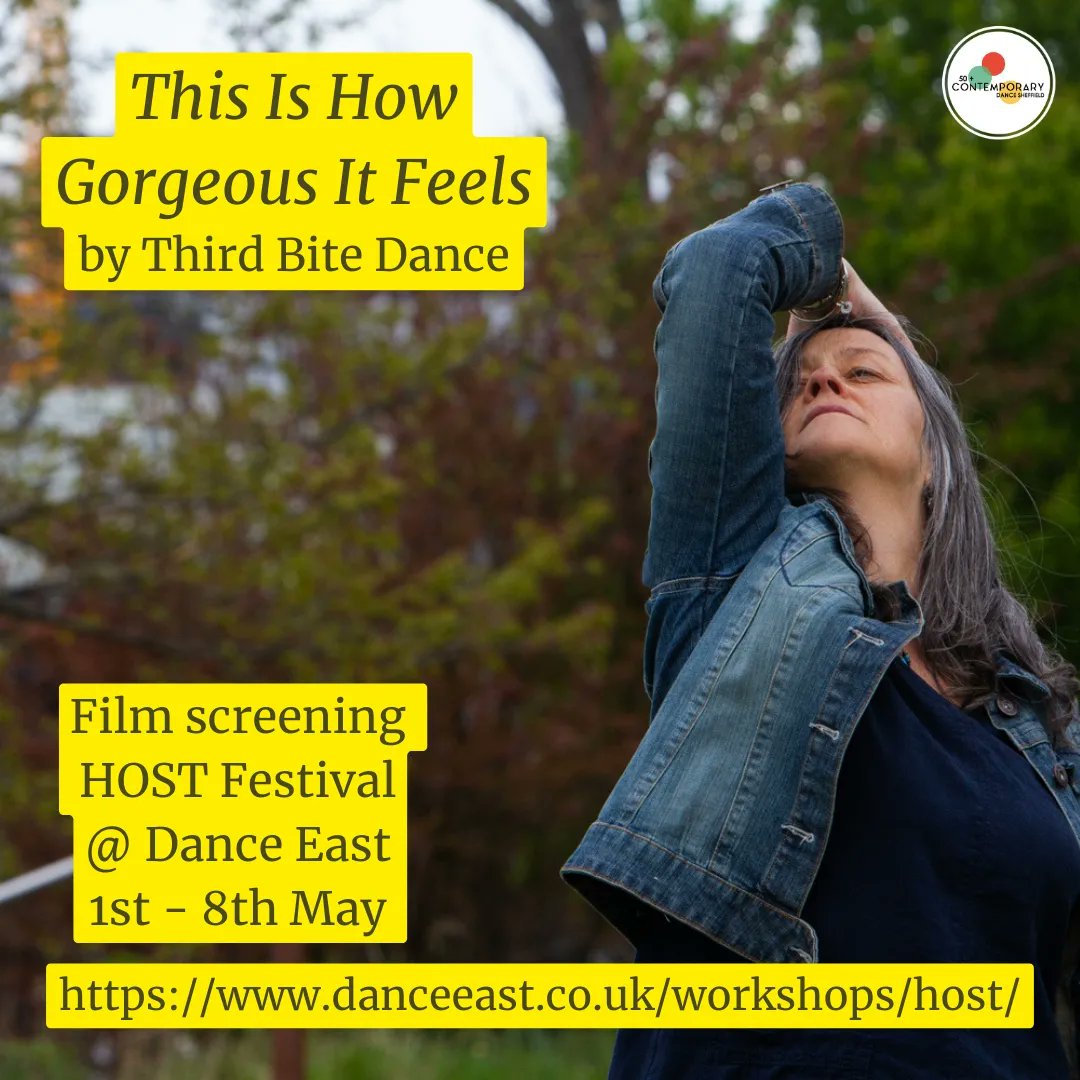 #thirdbitedance film 'This Is How Gorgeous It Feels' has been selected to be screened at HOST festival @dance_east showing the full range of wonderful work being made by & for older dancers. Films will be screened 1st - 8th May! 🥳 #50cds #olderadults #over50 #olderadultdance