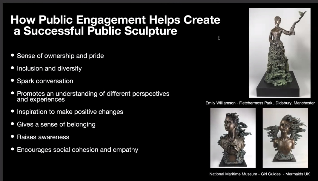 @UKSculpture discussed the impact of public sculpture when it is accepted by the community, giving people a sense of belonging and they feel it is a part of their lives so the public want to protect it which enhances its longevity